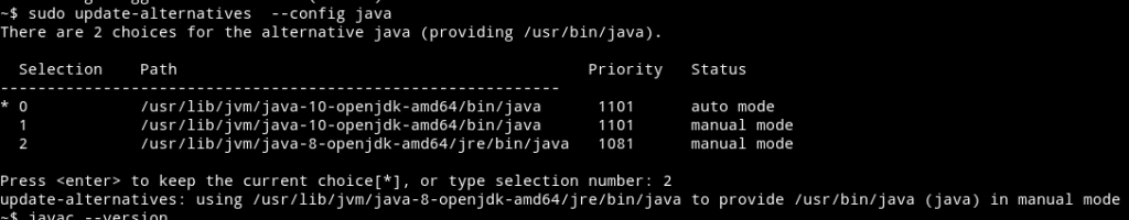 update alternatives for java