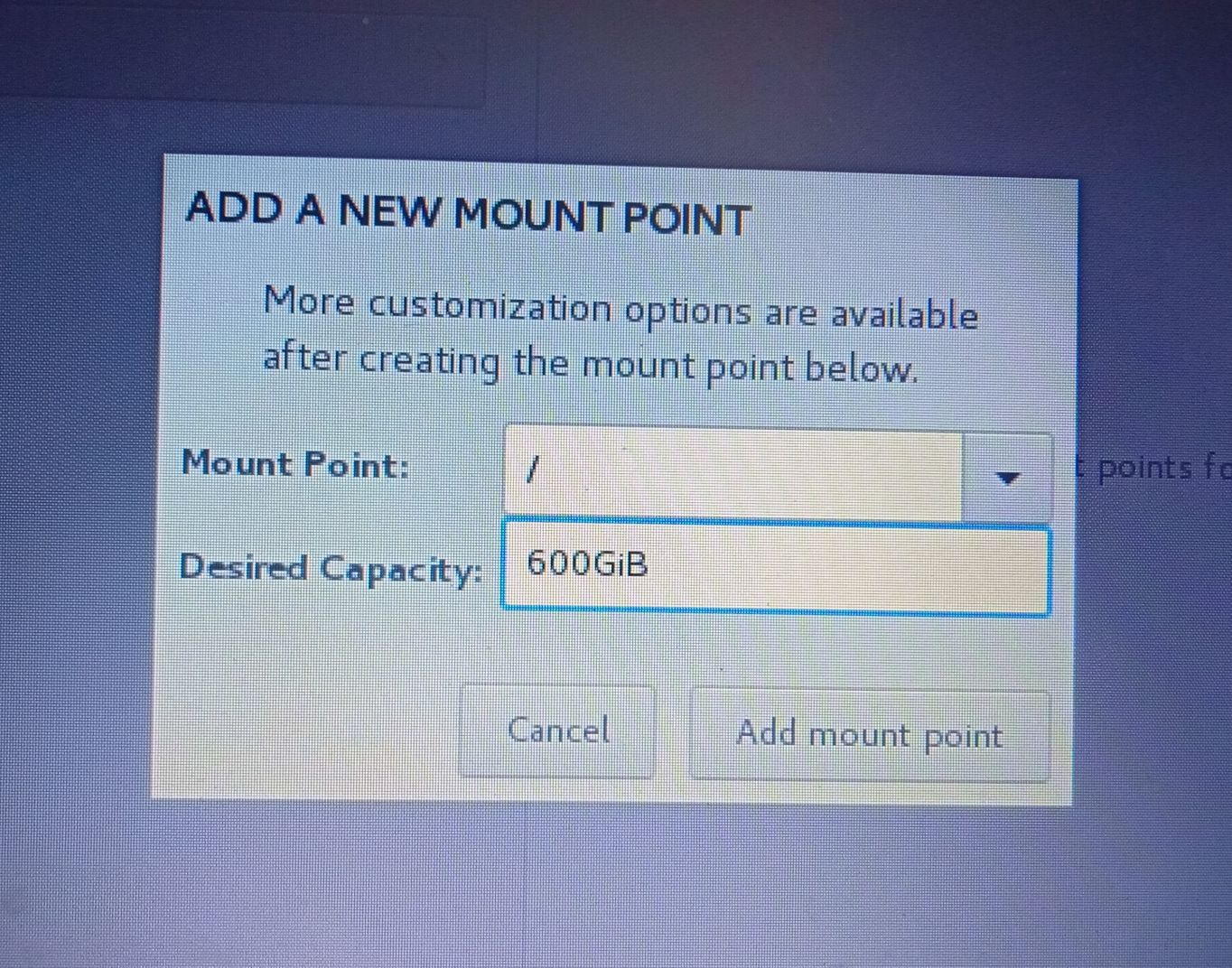 adding mount point / 