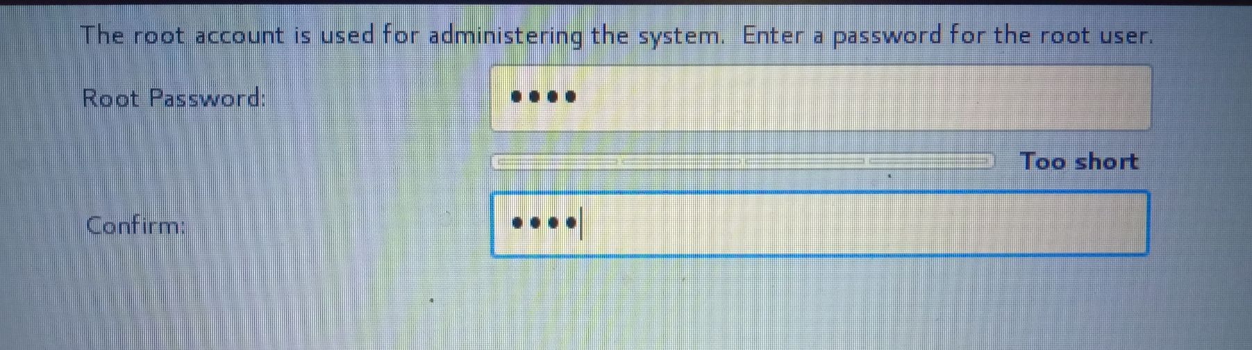 centos setup username & password