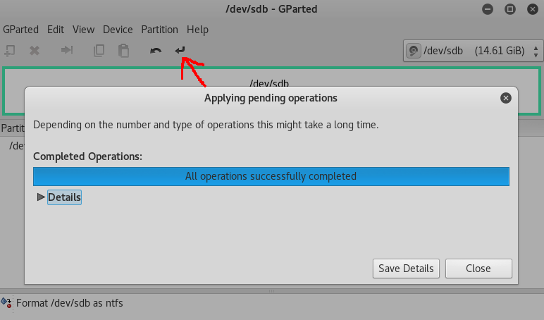 apply changes in gparted